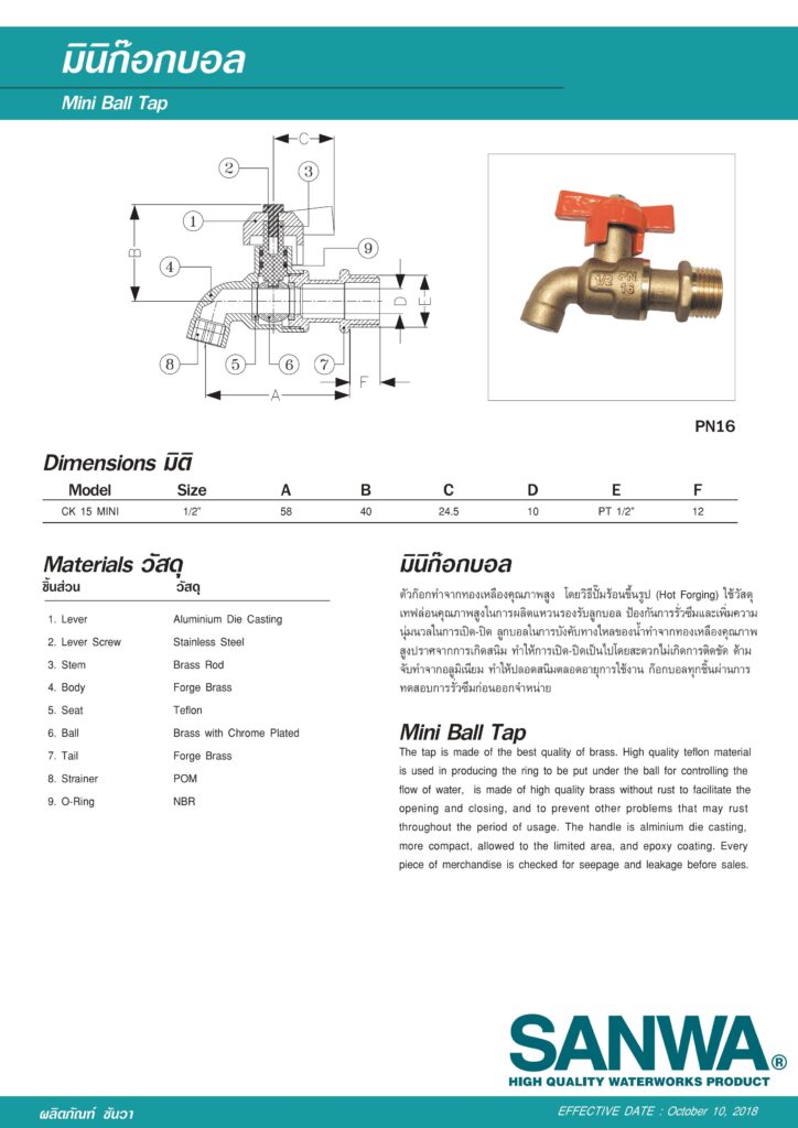 catalogue vòi nước tay bướm
